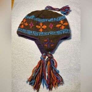 Handmade in Nepal 100% Wool Colorful Fleece-lined Earflap Hat